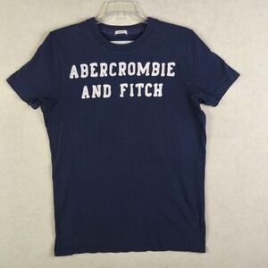 Abercrombie Fitch Y2K Logo Tee Navy Graphic Muscle Fit T Shirt Men Medium